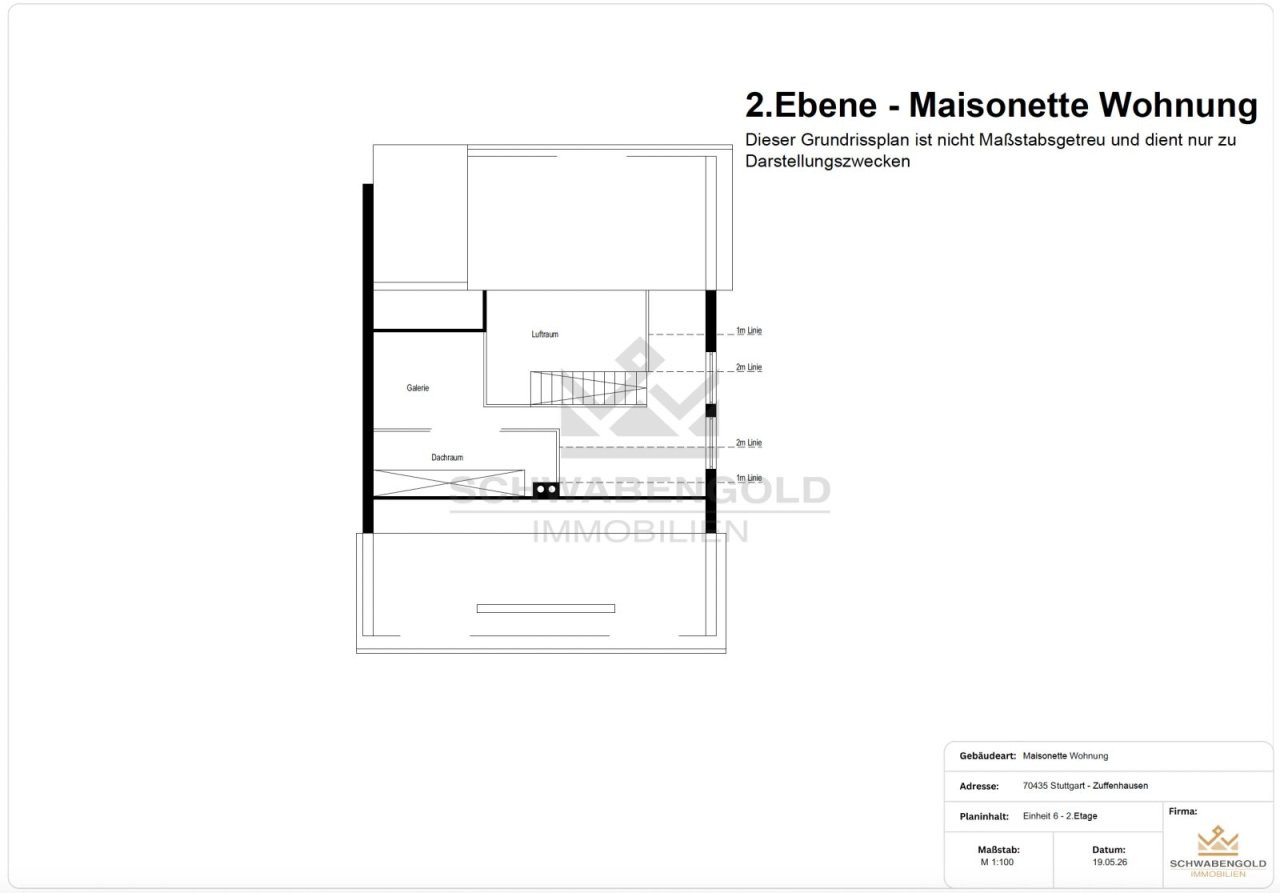 * Über den Dächern von Stuttgart-Zuffenhausen: Maisonette-Wohnung mit Terrasse, Grünblick &amp; TG * (003-035) — Ebene 2